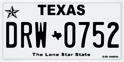 TX license plate DRW0752