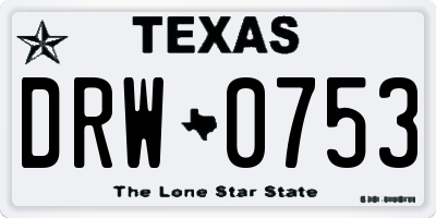 TX license plate DRW0753