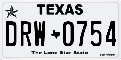 TX license plate DRW0754
