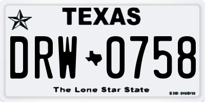 TX license plate DRW0758