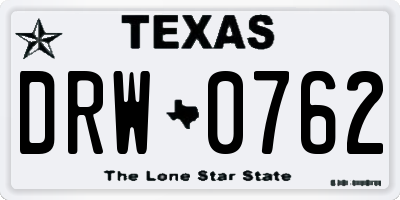 TX license plate DRW0762