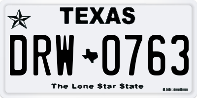 TX license plate DRW0763