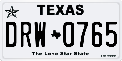 TX license plate DRW0765