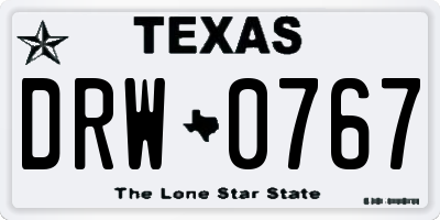 TX license plate DRW0767