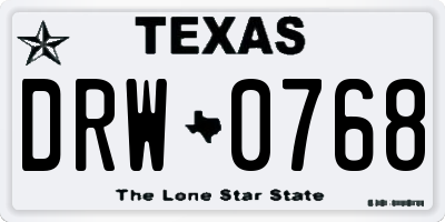 TX license plate DRW0768