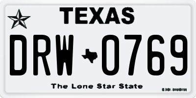 TX license plate DRW0769