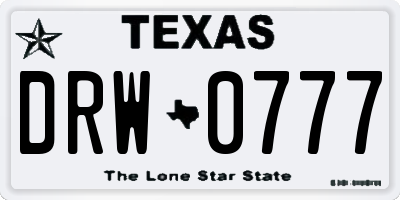 TX license plate DRW0777