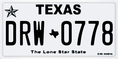 TX license plate DRW0778