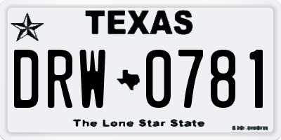 TX license plate DRW0781