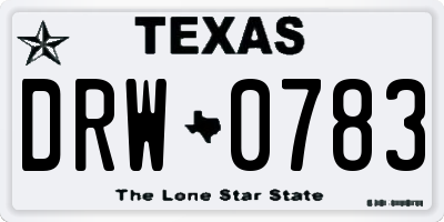 TX license plate DRW0783