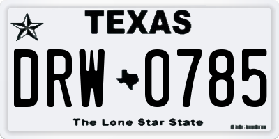 TX license plate DRW0785