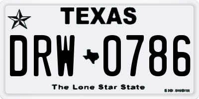 TX license plate DRW0786