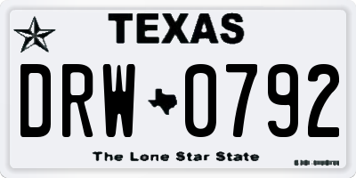 TX license plate DRW0792