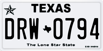 TX license plate DRW0794