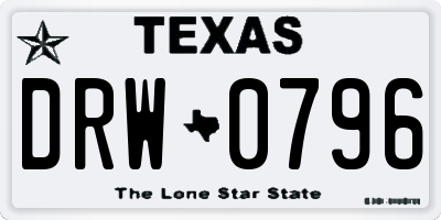 TX license plate DRW0796