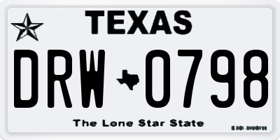 TX license plate DRW0798