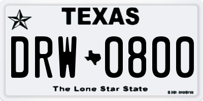 TX license plate DRW0800