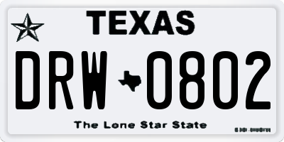 TX license plate DRW0802