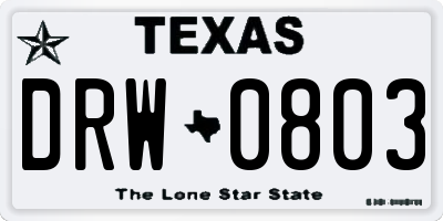 TX license plate DRW0803