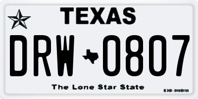 TX license plate DRW0807