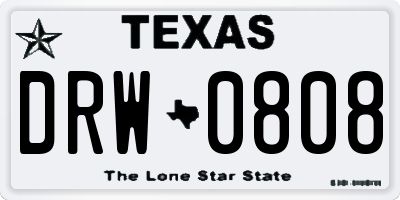 TX license plate DRW0808