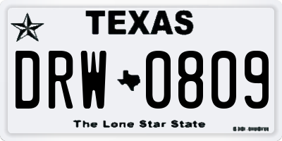 TX license plate DRW0809