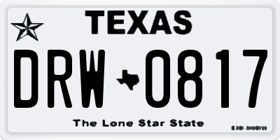 TX license plate DRW0817