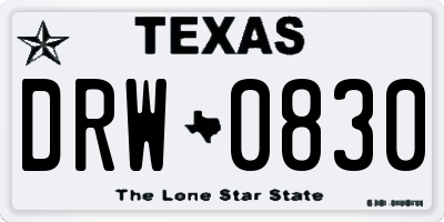 TX license plate DRW0830