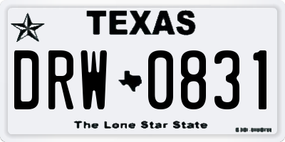 TX license plate DRW0831