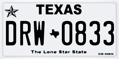 TX license plate DRW0833