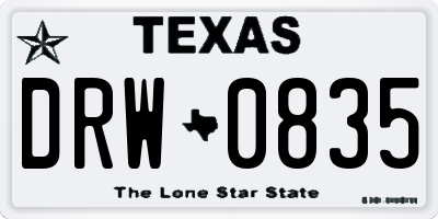 TX license plate DRW0835