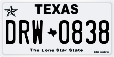 TX license plate DRW0838