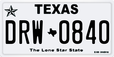 TX license plate DRW0840