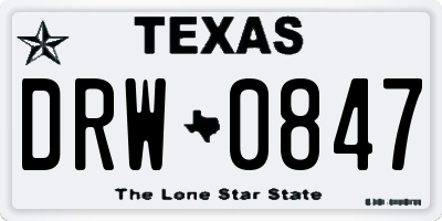 TX license plate DRW0847