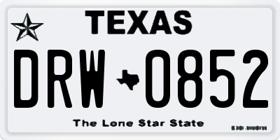 TX license plate DRW0852