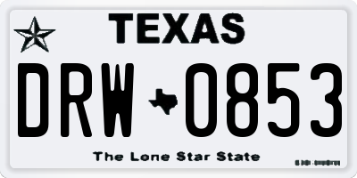 TX license plate DRW0853