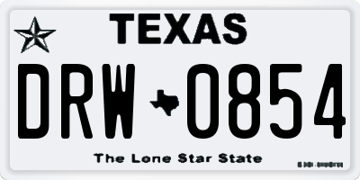 TX license plate DRW0854