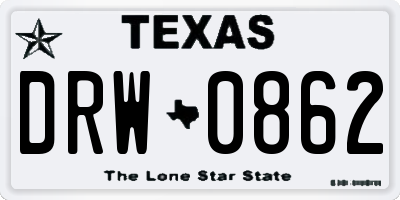 TX license plate DRW0862