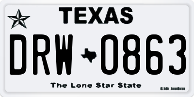 TX license plate DRW0863