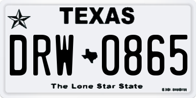 TX license plate DRW0865