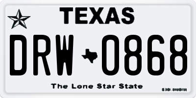 TX license plate DRW0868