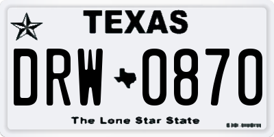 TX license plate DRW0870