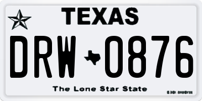 TX license plate DRW0876