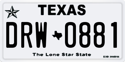 TX license plate DRW0881