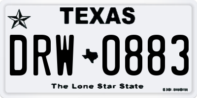 TX license plate DRW0883