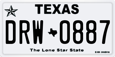 TX license plate DRW0887