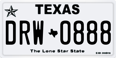 TX license plate DRW0888