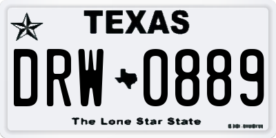 TX license plate DRW0889