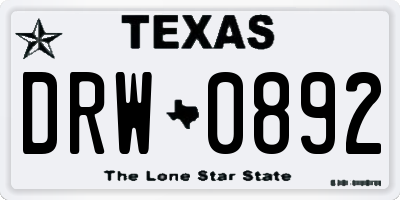 TX license plate DRW0892