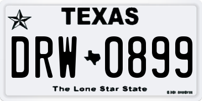 TX license plate DRW0899